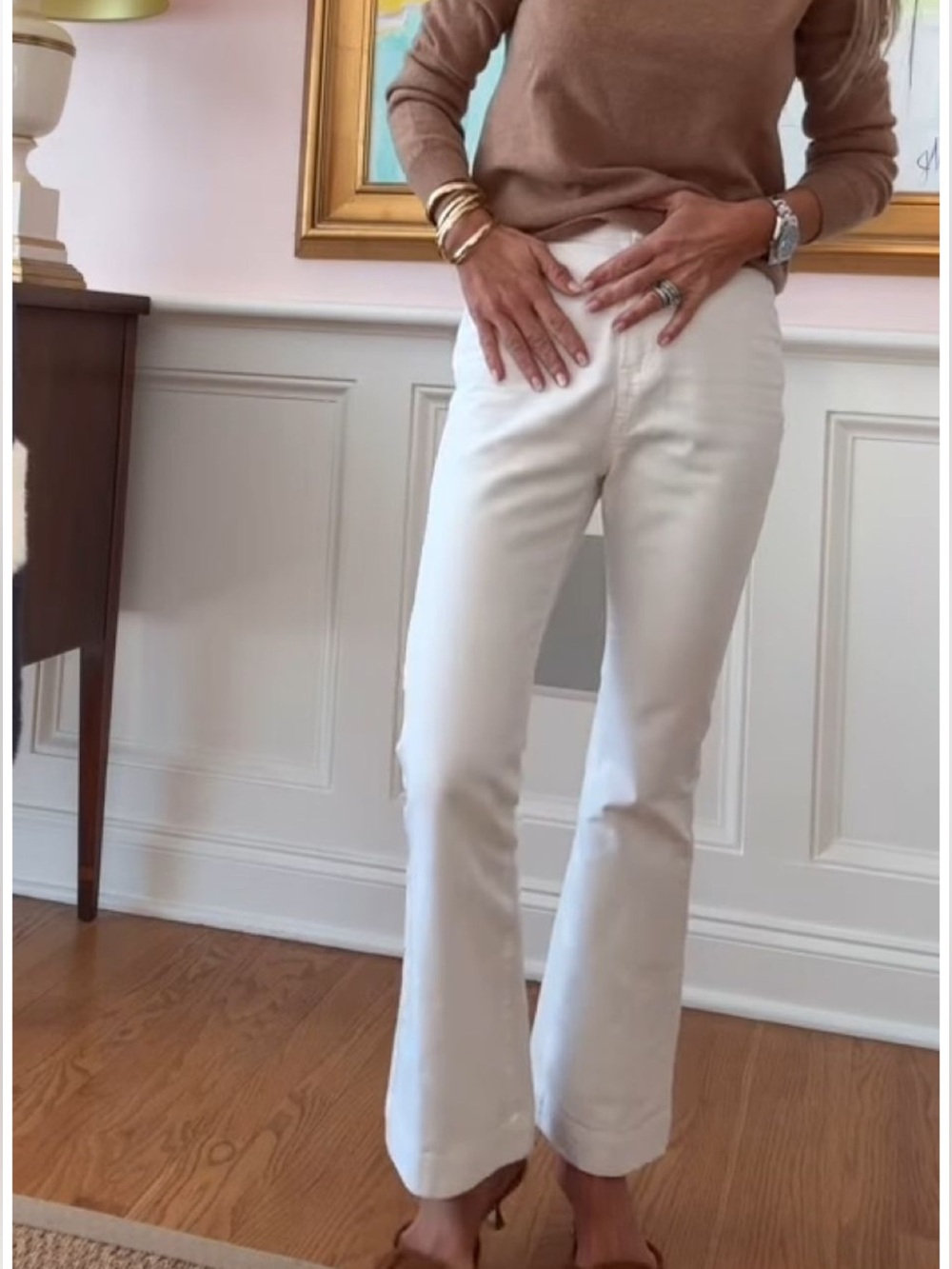J McLaughlin High-Rise Cream Slight Flare Jeans